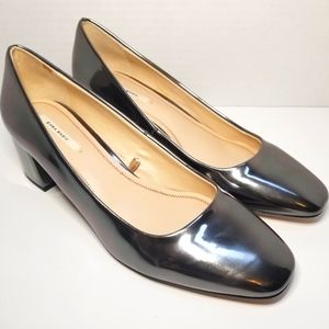 Zara metallic block heel pumps